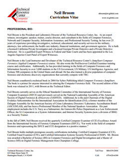 CV for Neil Broom Expert Witness in Computer Forensics Investigations in DC